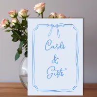 Hand Drawn Bow Coquette Blue Cards and Gifts Sign