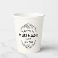 Elegant Ivory Custom Names + Quote Wedding Paper Paper Cups