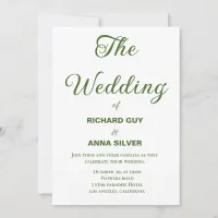 Modern Sage Green and White Simple Wedding Invitation