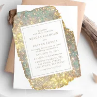 Modern Iridescent Glitter Wedding Acrylic Invitations