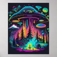 Psychedelic UFO Fantasy Art Poster