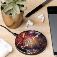 Personalized Name Fireworks Finale Wireless Charger