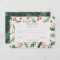 Holly Berries Winter Wedding RSVP Card