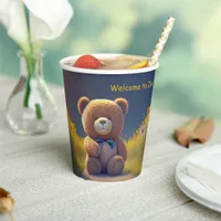 Teddy bear in a meadow, cute custom  paper cups