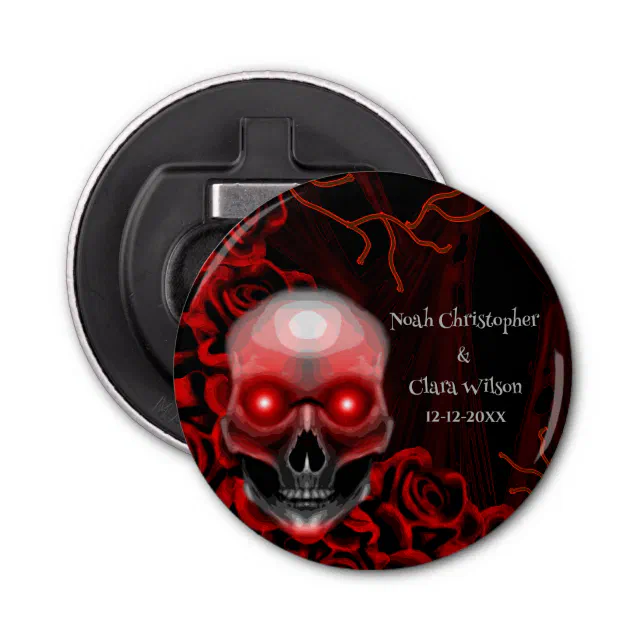 Scary floral dark moody gothic skull halloween bottle opener