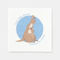 Kangaroo Joey Baby Boy Blue and Brown Shower Napkins