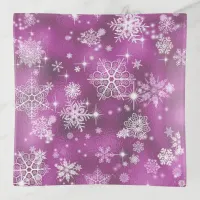 Prettiest Snowflakes Pattern Orchid Pink ID846 Trinket Tray