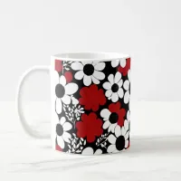 Pretty Floral Pattern in Red, Black and White Coffee Mug