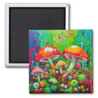 Watercolor Abstract Mushrooms  Magnet