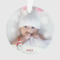 *~* Snowflake Christmas PHOTO Baby  AP44 Snow Man Ornament