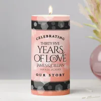 Elegant 35th Coral Wedding Anniversary Celebration Pillar Candle