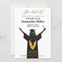 Modern Minimalist Photo She Did It Graduation Invitation