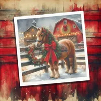 Pretty Christmas Horse on a Festive Farm Napkins