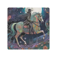 Full Moon Halloween Horseback Rider Metal Print