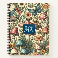 Vintage Mushrooms, Butterflies and Flowers Notebook