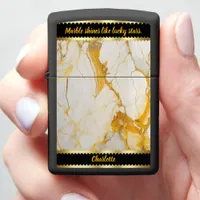 Elegant marble design with golden veins and swirls zippo lighter