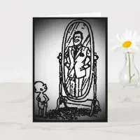 Father's Day Vintage Son Looking in the Mirror Card