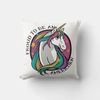 Proud to be an Americorn Throw Pillow