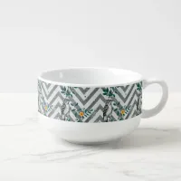 Zigzag Bird % Flower Pattern Soup Mug