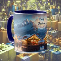 Christmas market in the mountains - custom mug