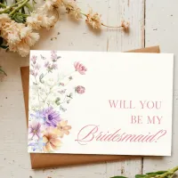 Elegant Watercolor Floral Chic Bridesmaid Proposal Card