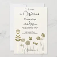 Elegant Timeless Soft Gold Floral Minimalism Invitation