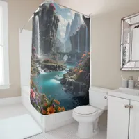 Fantasy Planet water escape bathroom Shower Curtain