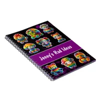 Rainbow Animals Bright Retro 1980s Purple Accents Notebook