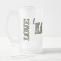 I Love Camouflage Green Brown | Frosted Glass Beer Mug