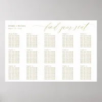 Gold Wedding Seating Chart Elegant Calligraphy