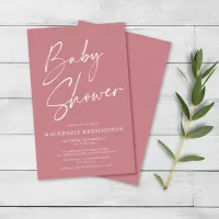 Budget Dusty Rose Simple Script Baby Shower FLYER