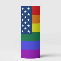 LGBT Pride American Flag with Stars Pillar Candle