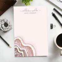 Rose Gold Blush Pink Glitter Agate Geode Business Post-it Notes