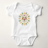 Sock Monkey Lovers in a Folk Garden Baby Bodysuit