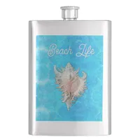 Conch Shell "Beach Life"  Flask