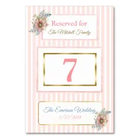 PInk Gold Floral Wedding Table Number Card