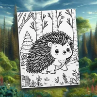 Cute Porcupine in the Woods | Coloring Page