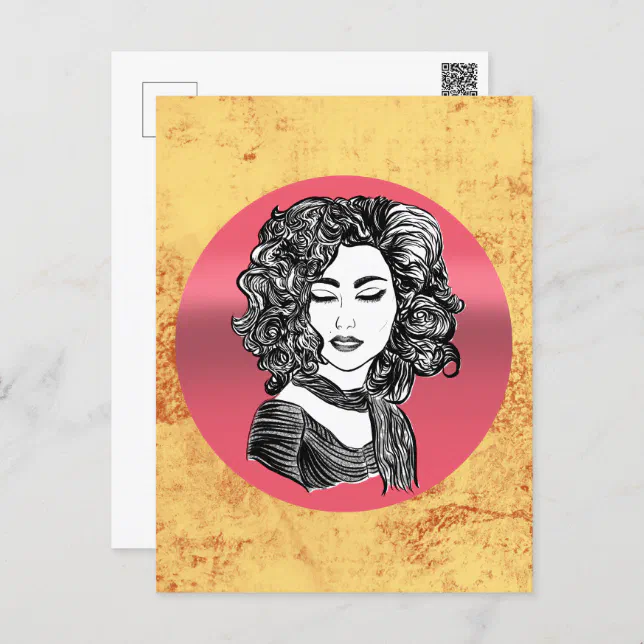 Beauty curly hair   postcard