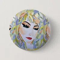 Surreal Swedish girl - watercolor painting Pinback Button