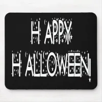 Nighttime Happy Halloween Text Mouse Pad