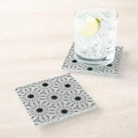 Black and White Flower pattern Glass Coaster