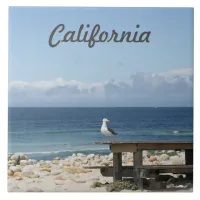 Seagull by the Sea in California Ceramic Tile