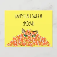 Cat in the Candy Corn Funny Halloween Postcard