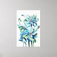 Himalayan Persian Blue Poppies Watercolor Canvas Print