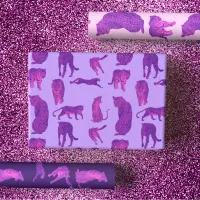 Hot Pink, Pastel Pink & Dark Purple Big Cats Wrapping Paper Sheets