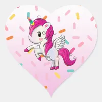 Cute Unicorn and Candy Sprinkles Heart Sticker