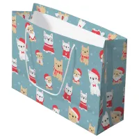 French Bulldog Frenchie Christmas Pattern Large Gift Bag