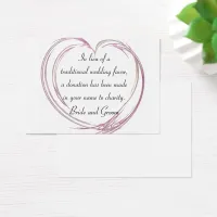 Pink Abstract Heart Wedding Charity Favor Card