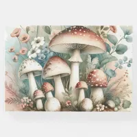 Watercolor Vintage Mushrooms and Flowers Wedding Guest Book