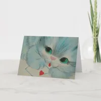 Adorable Vintage Valentine Kitten Holiday Card